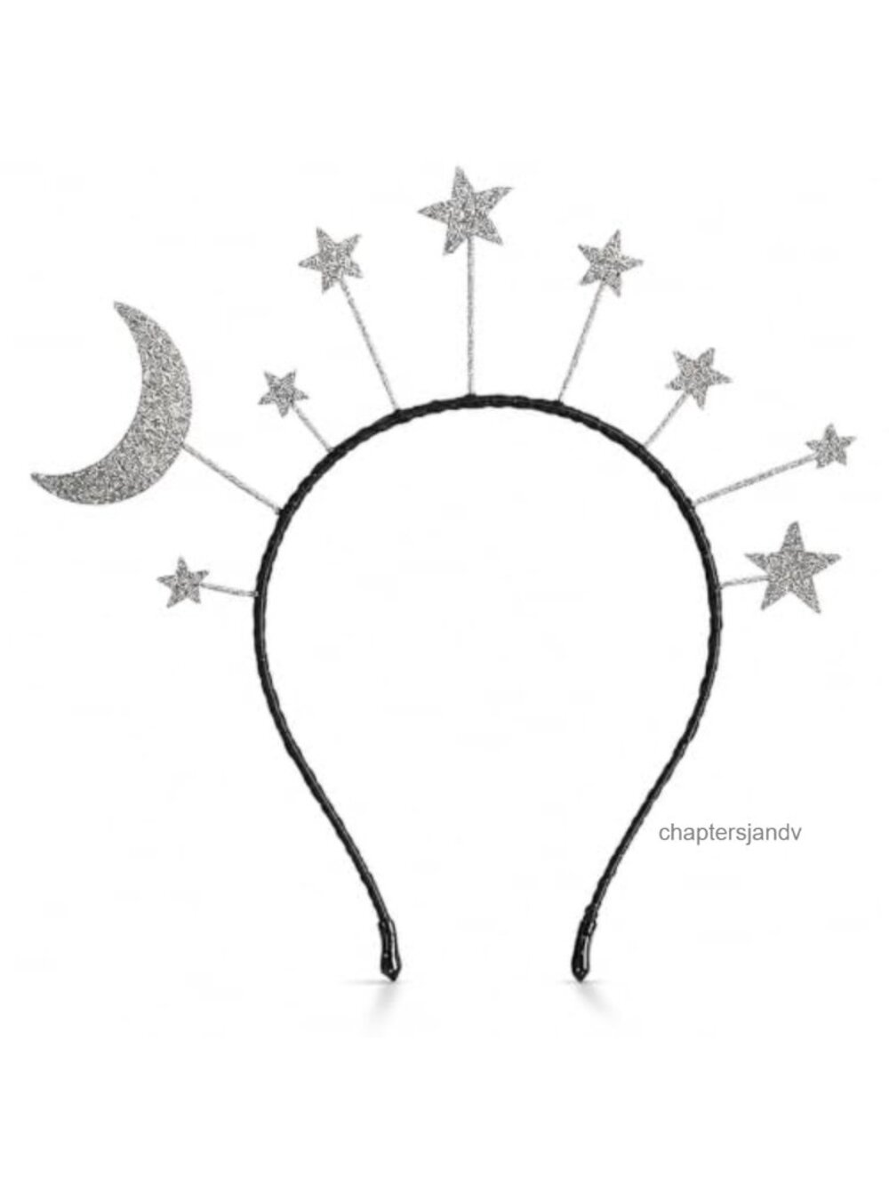 Silver Glitter Crescent Moon and Star Headband for Women Space Costume Hair
